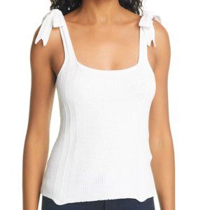 Rebecca Taylor Ribbed Bow Strap Tank Top